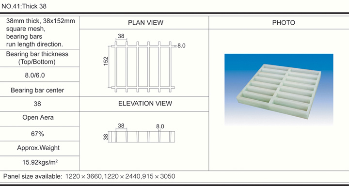 38mm38*152 High FRP Molded Grating