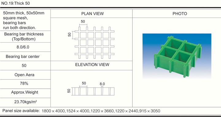 50mm50*50 High FRP Molded Grating