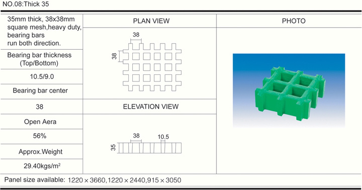 35mm38*38 High FRP Molded Grating