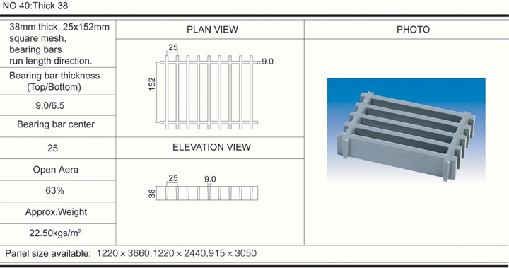 38mm25*152 High FRP Molded Grating