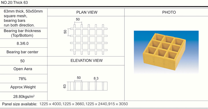 63mm50*50 High FRP Molded Grating