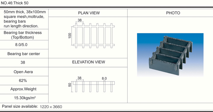 50mm38*100 High Moltrude FRP Molded Grating