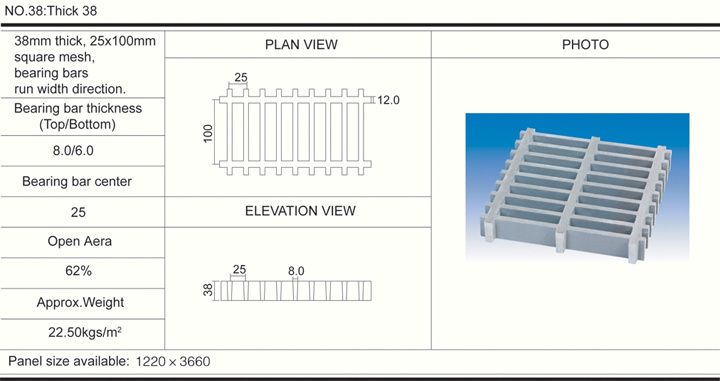 38mm25*100 High FRP Molded Grating